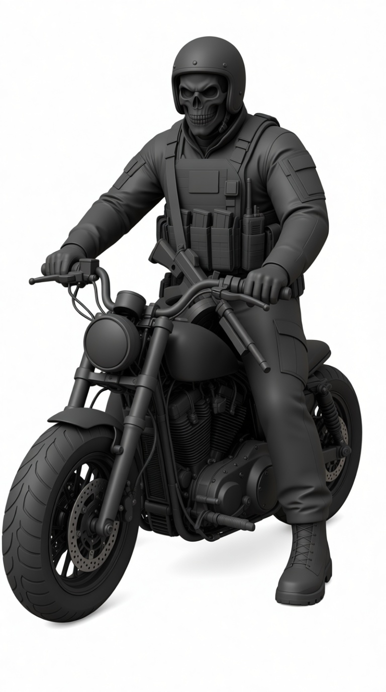 Skull Rider Motorcycle Figurine free 3D printable STL