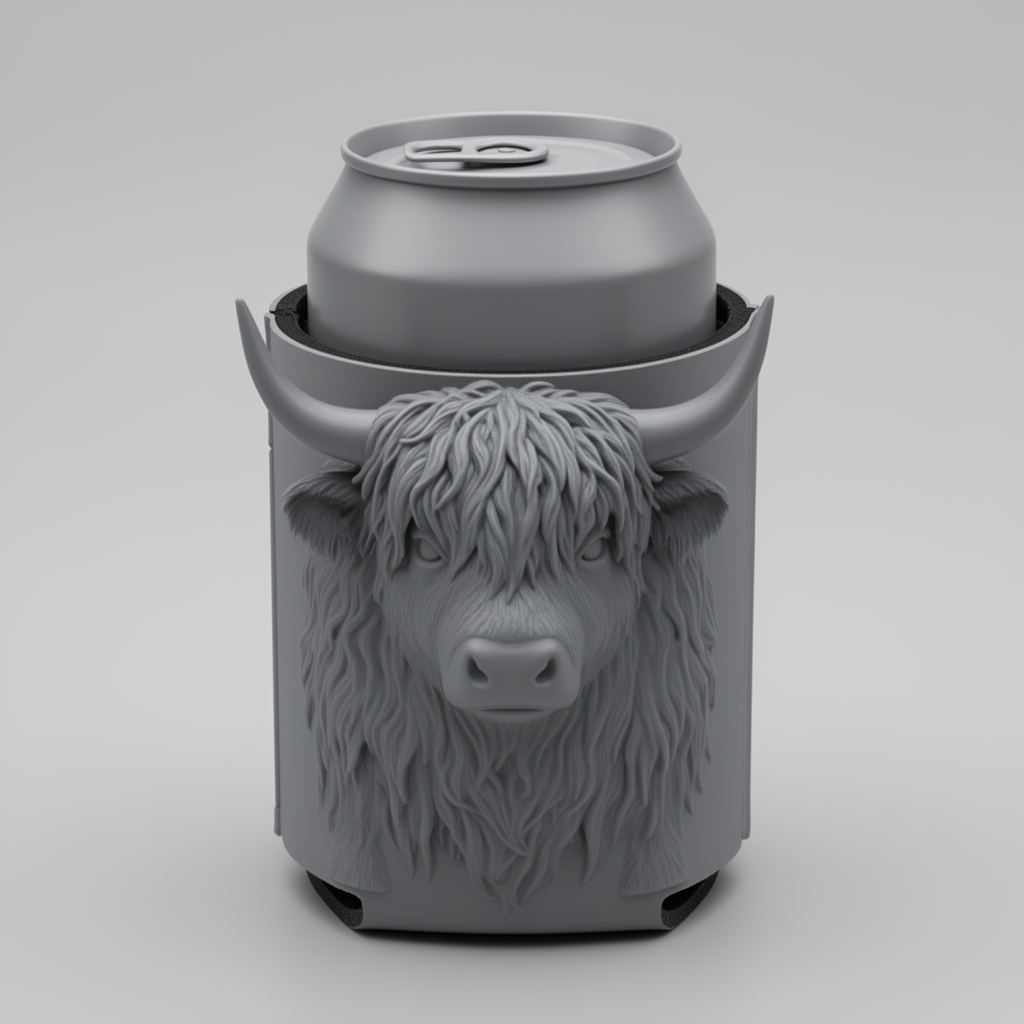 Highland Cow Koozie Holder free 3D printable STL