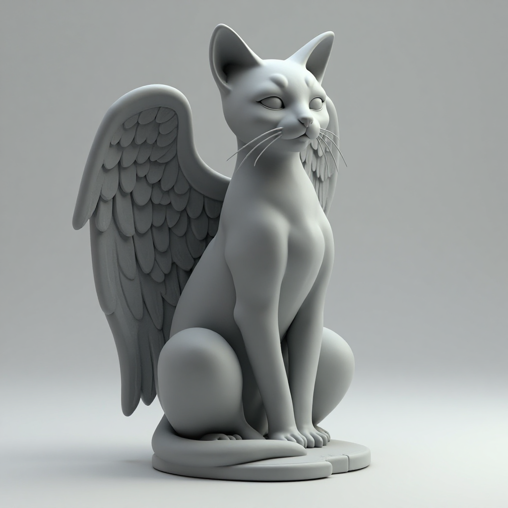 Elegant Cat Angel Figurine free 3D printable STL