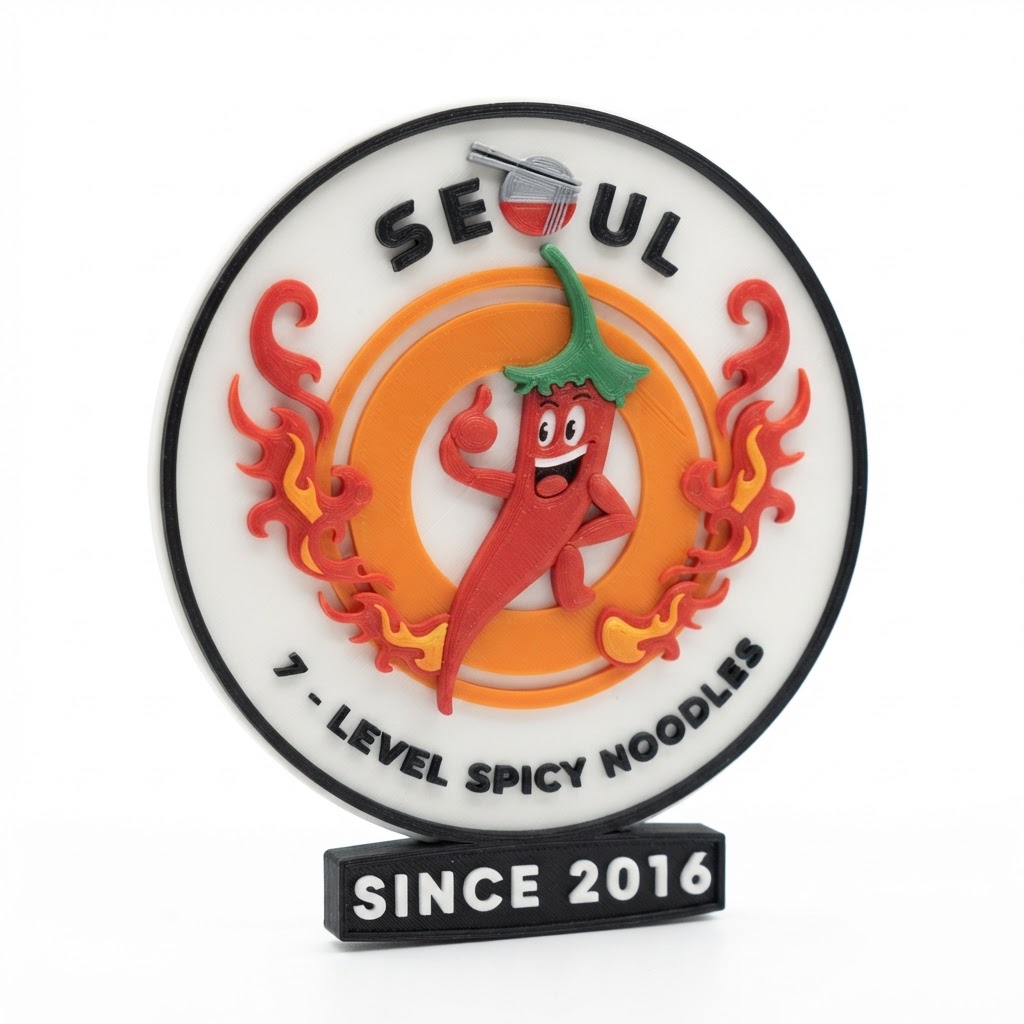 Seoul 7-Level Spicy Noodles Badge free 3D printable STL