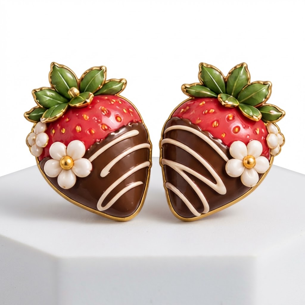 Chocolate Strawberries Earrings free 3D printable STL