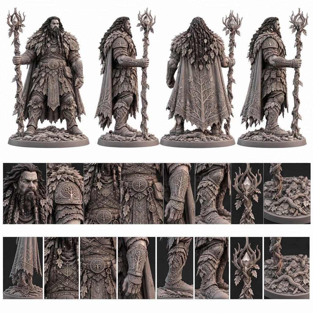 Forest King Warrior Figurine free 3D printable STL