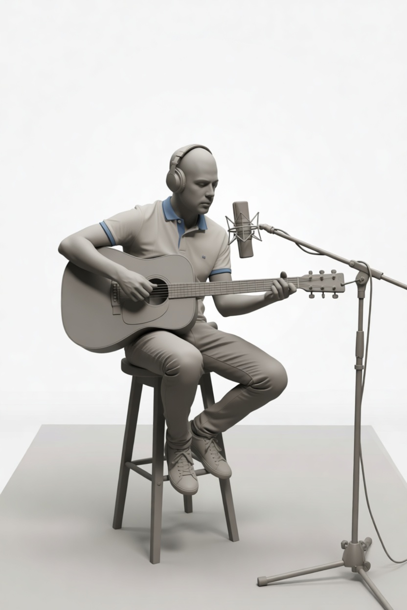 Guitarist Recording Figurine free 3D printable STL