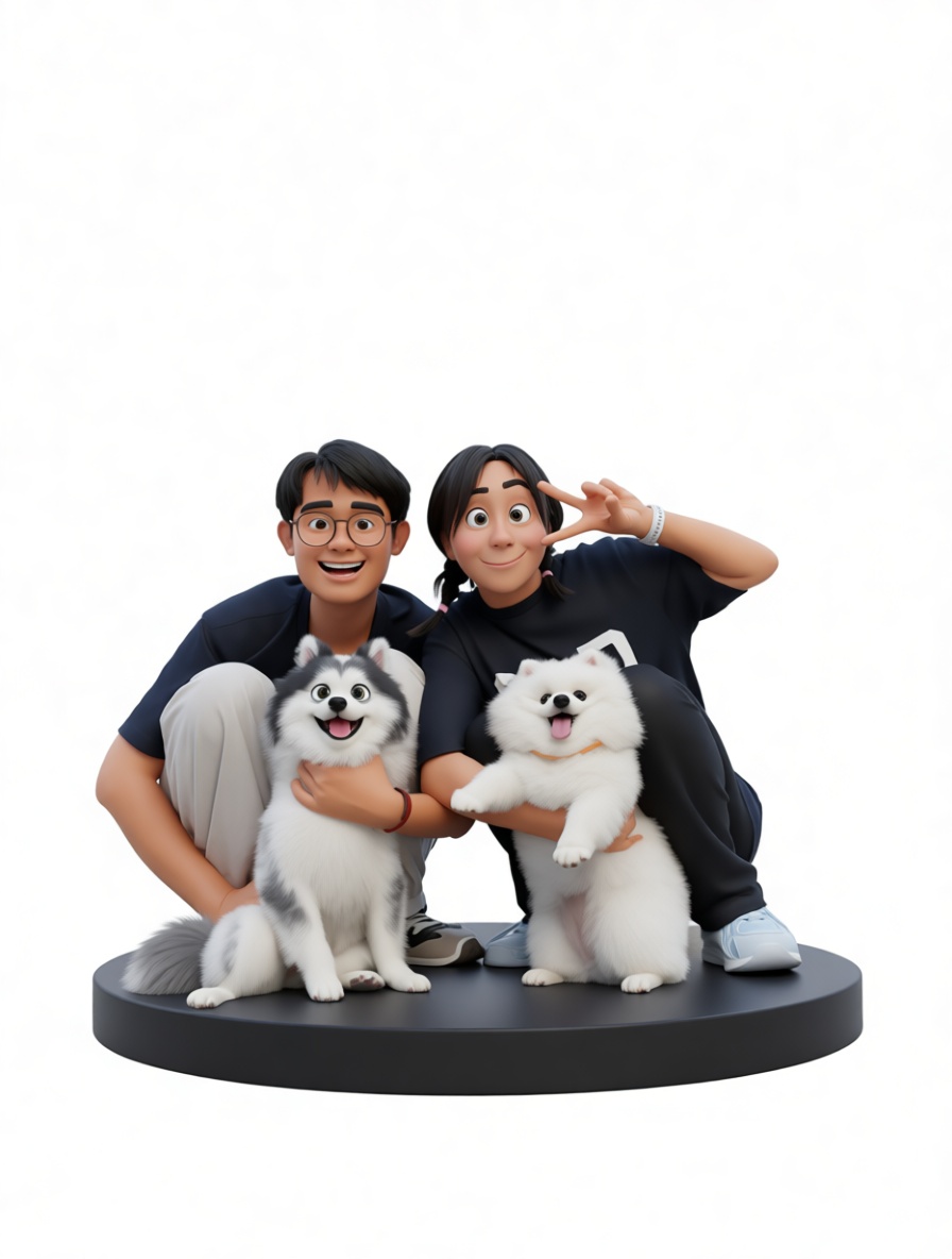 Couple with Pomeranians Figurine free 3D printable STL
