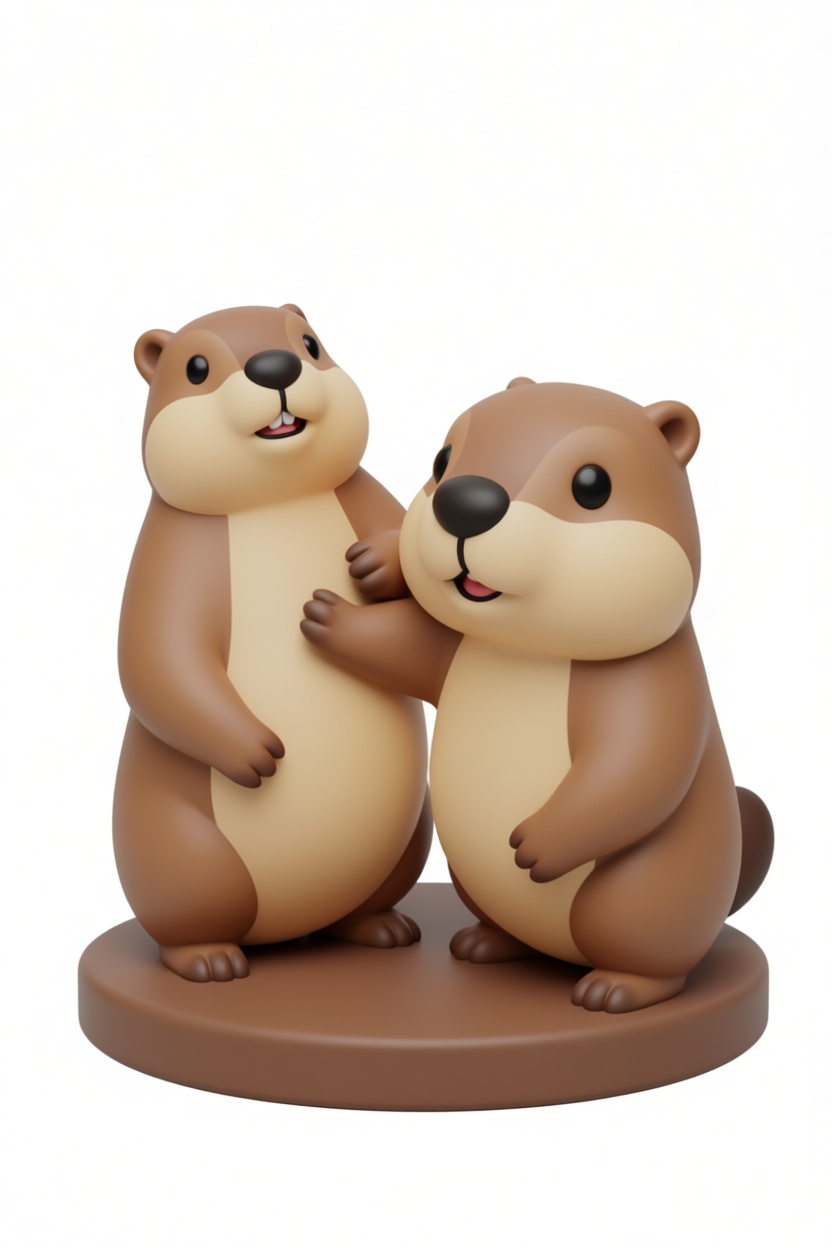 Happy Otters Figurine free 3D printable STL