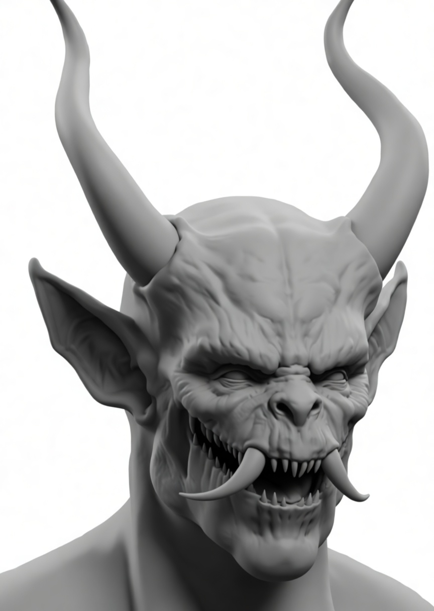 Demon Horned Bust free 3D printable STL