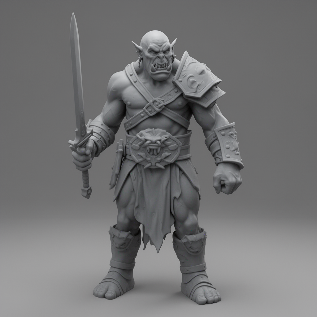Orc Warrior Figurine free 3D printable STL