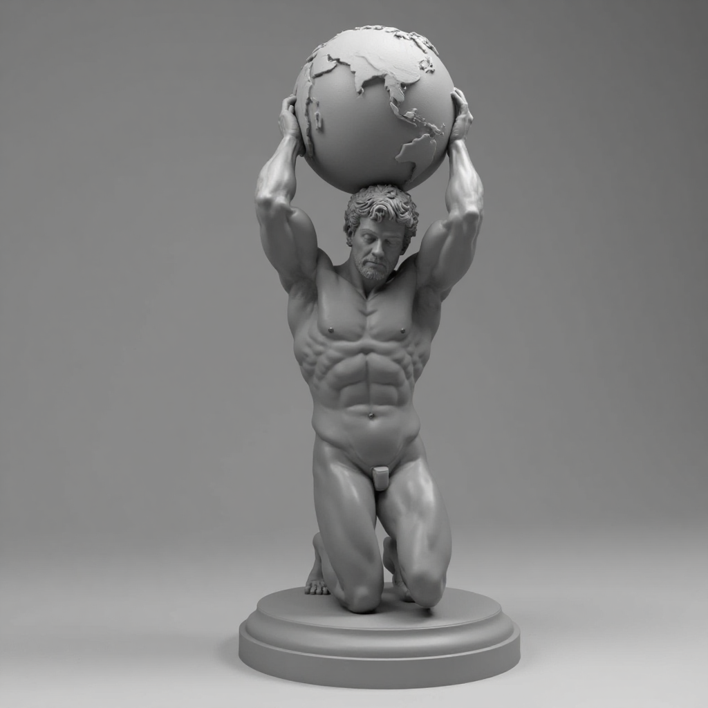 Muscular Man Globe Sculpture free 3D printable STL