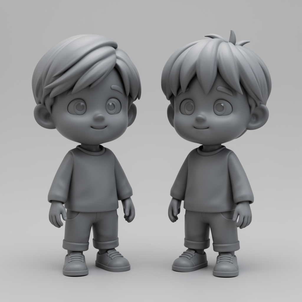 Two Cartoon Boys Figurine free 3D printable STL
