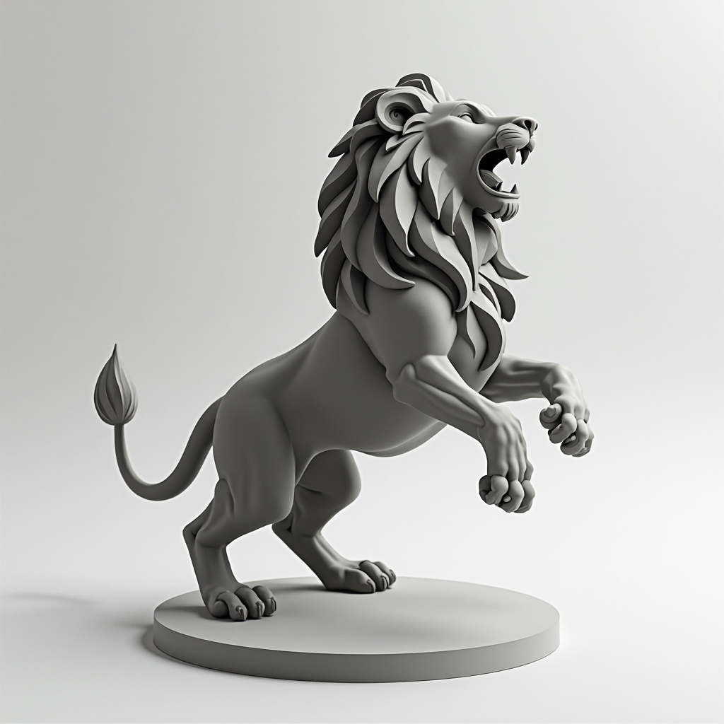 Low Poly Roaring Lion Figurine free 3D printable STL