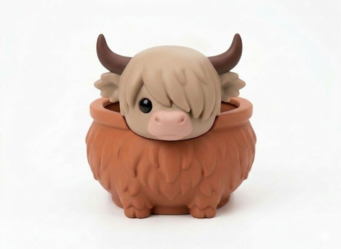 Highland Cow Planter Figurine free 3D printable STL