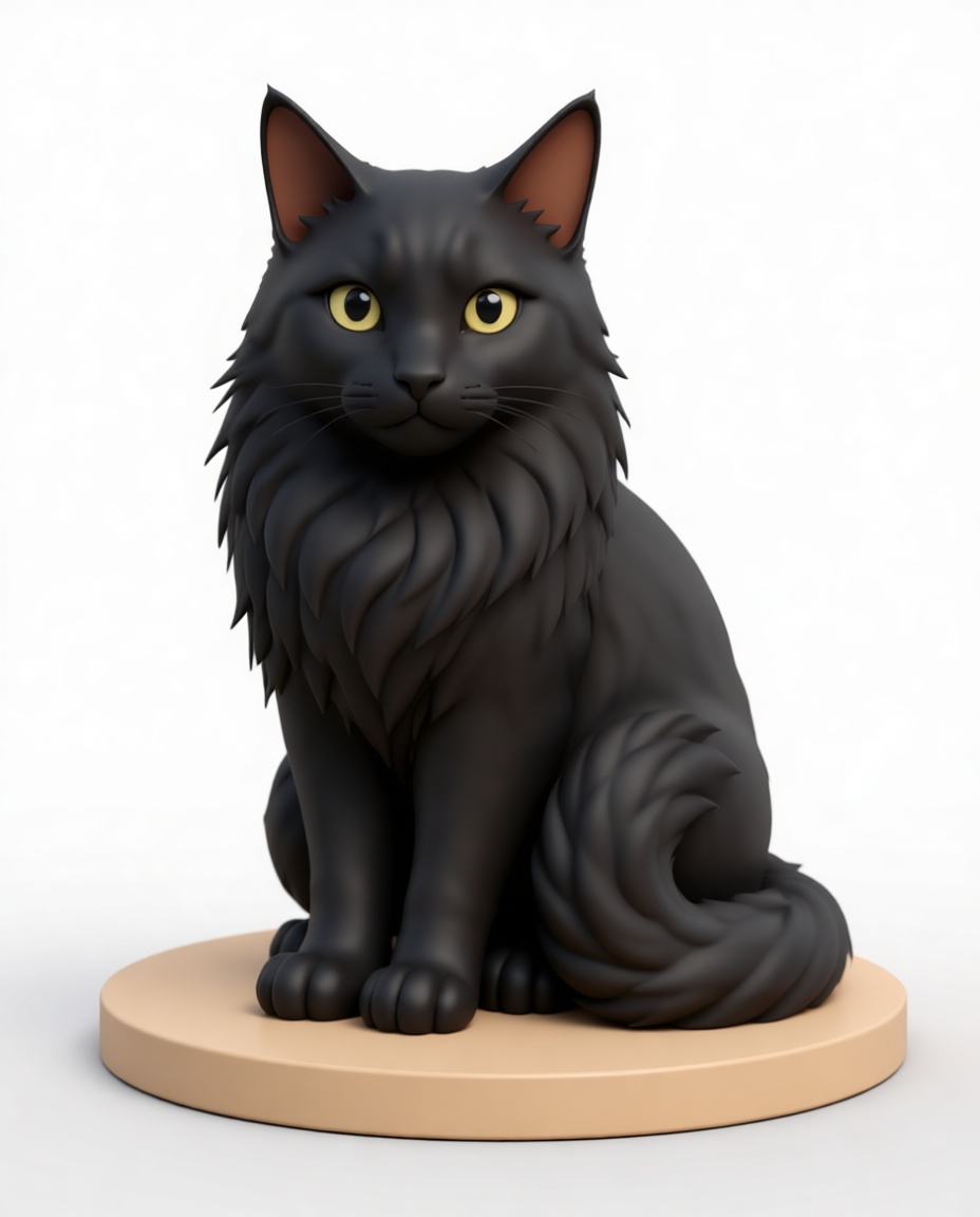 Black Maine Coon Figurine free 3D printable STL