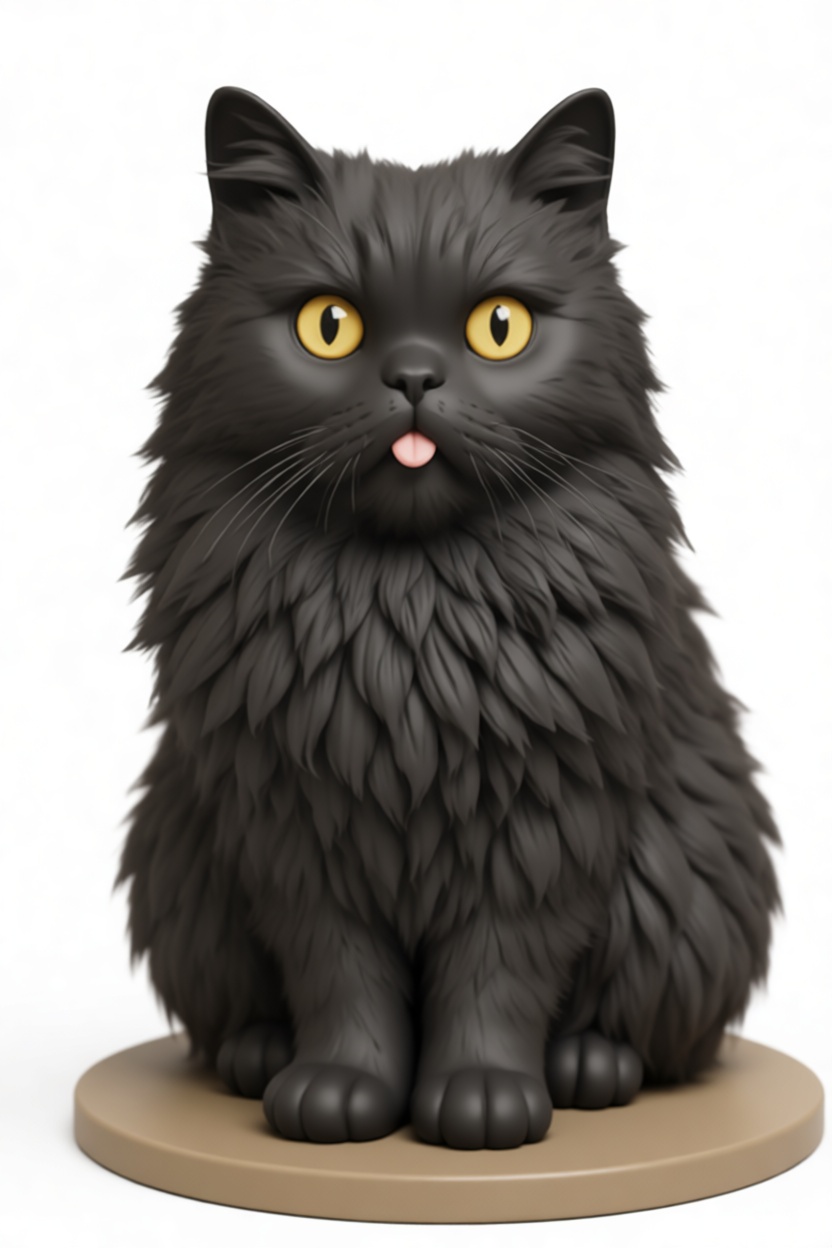 Black Persian Cat Figurine free 3D printable STL