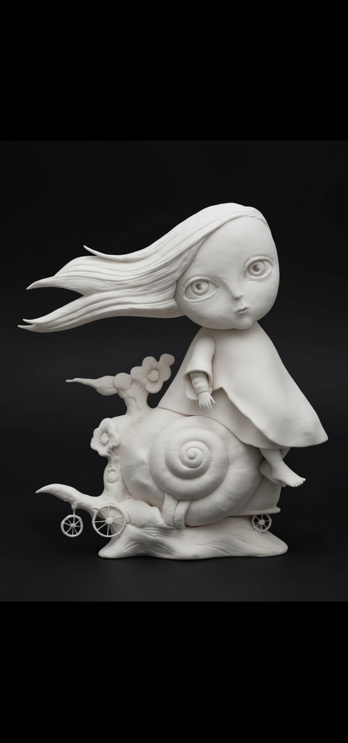 Girl on Snail Miniature free 3D printable STL