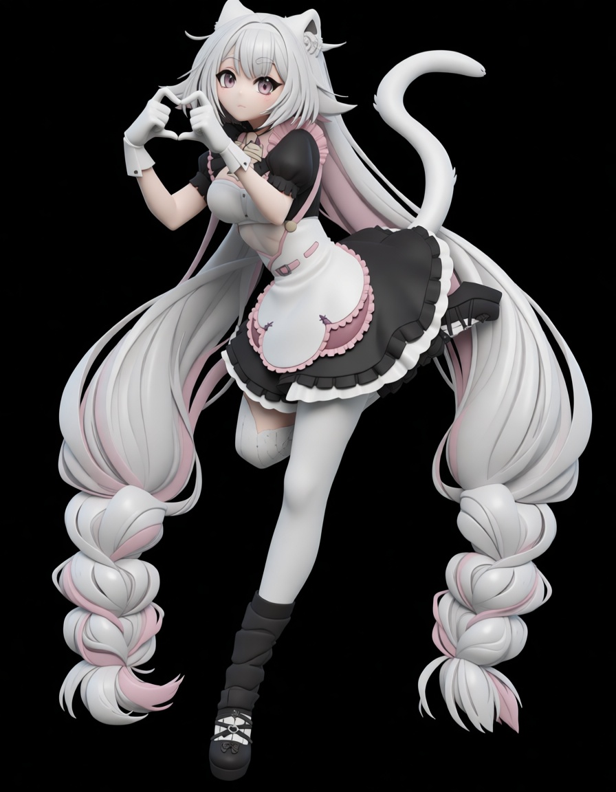 Nekomimi Maid Figurine free 3D printable STL