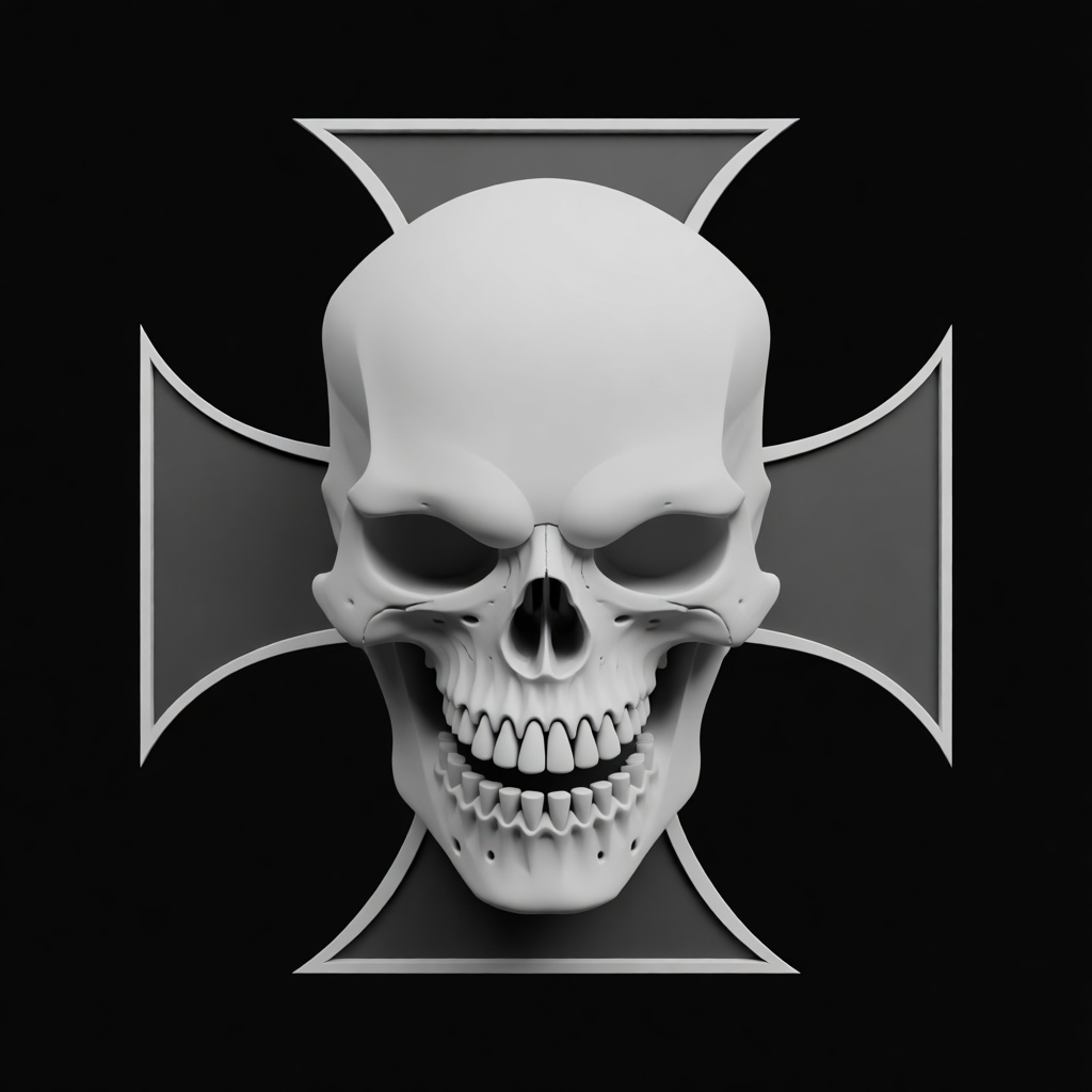 Skull Maltese Cross Sculpture - Free 3D Printable STL File
