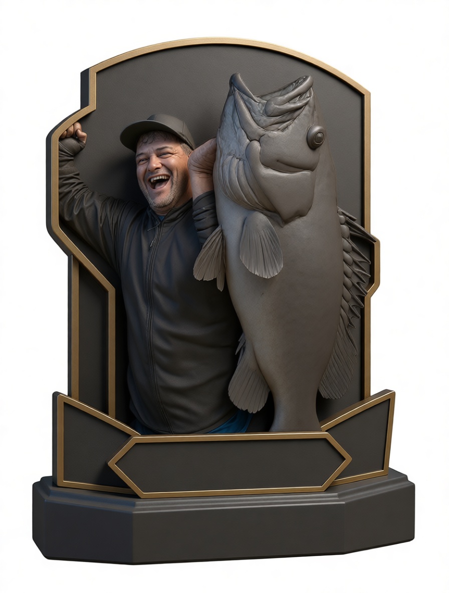 Fisherman Trophy Plaque free 3D printable STL