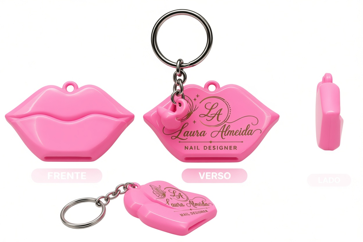 Pink Lip Keychain free 3D printable STL