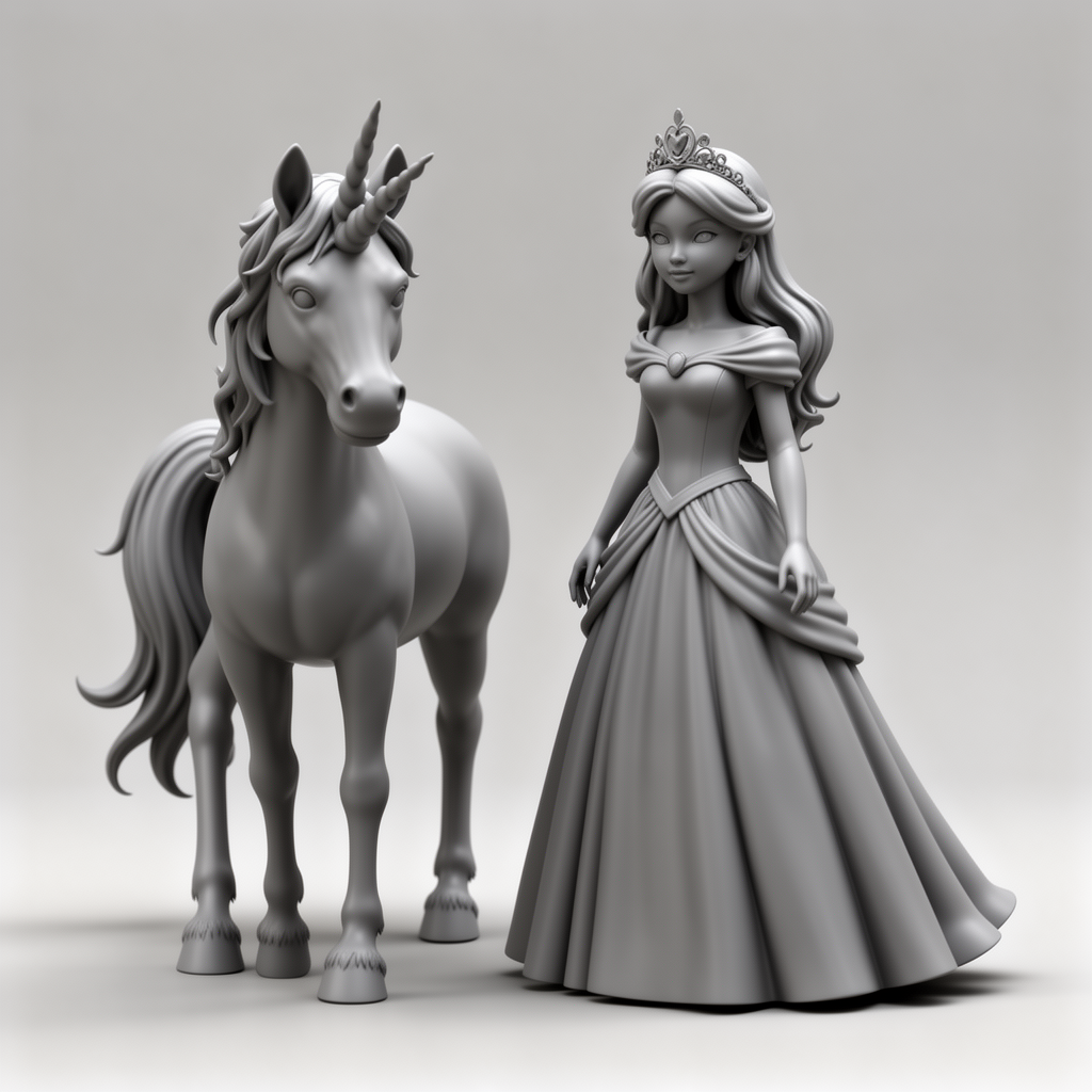 Unicorn and Princess Figurine free 3D printable STL