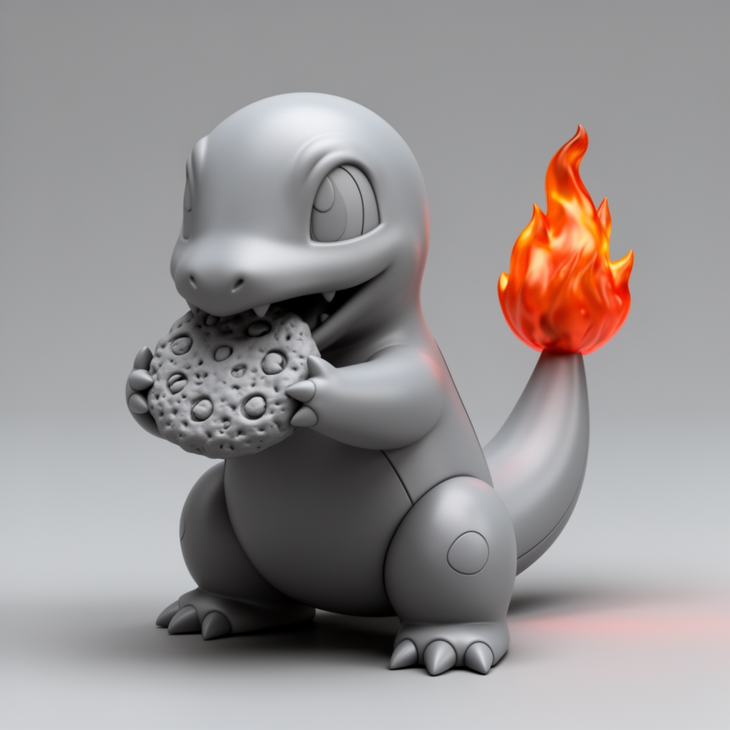 Charmander Figurine Eating Cookie free 3D printable STL