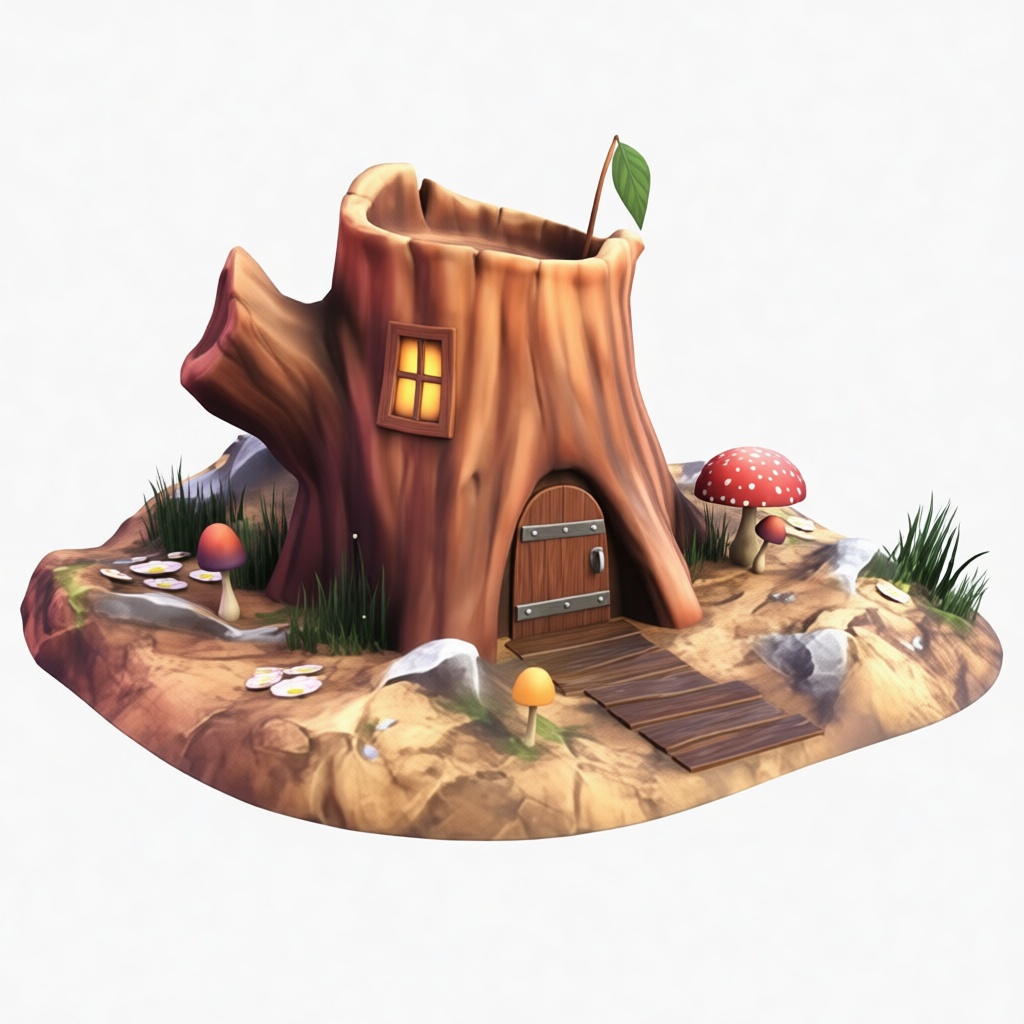 Tree Stump House Model free 3D printable STL