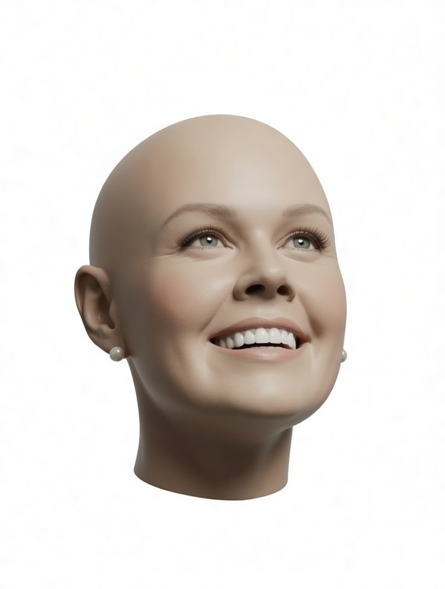 Smiling Bald Woman Bust free 3D printable STL