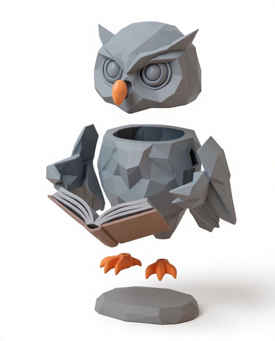 Low Poly Owl Figurine free 3D printable STL