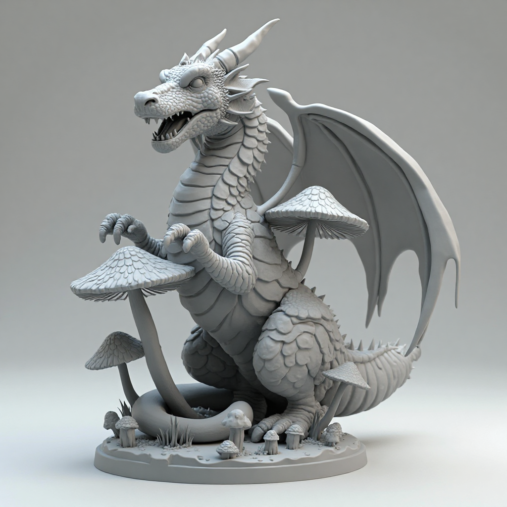Mushroom Dragon Figurine free 3D printable STL