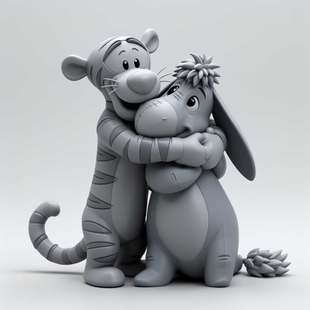 Tigger Hugging Eeyore Figurine free 3D printable STL