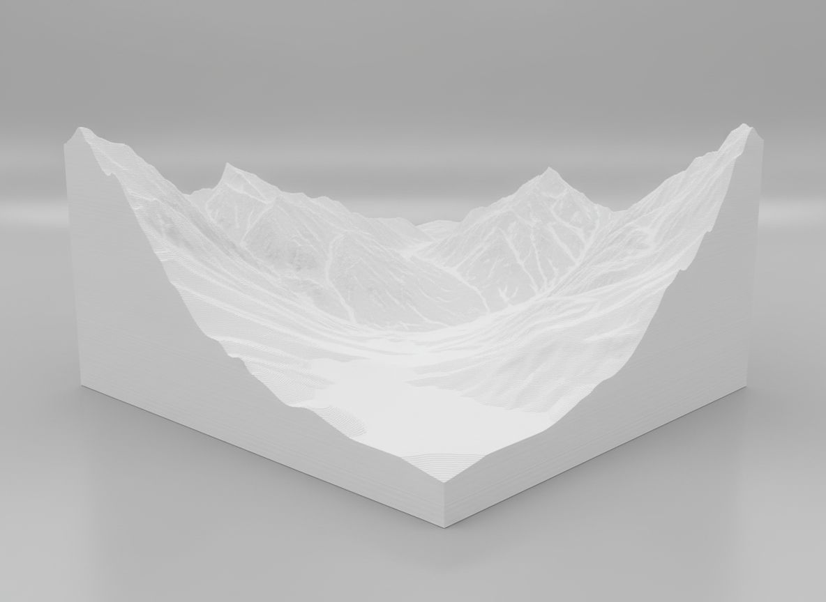 Mountain Valley Terrain Model free 3D printable STL