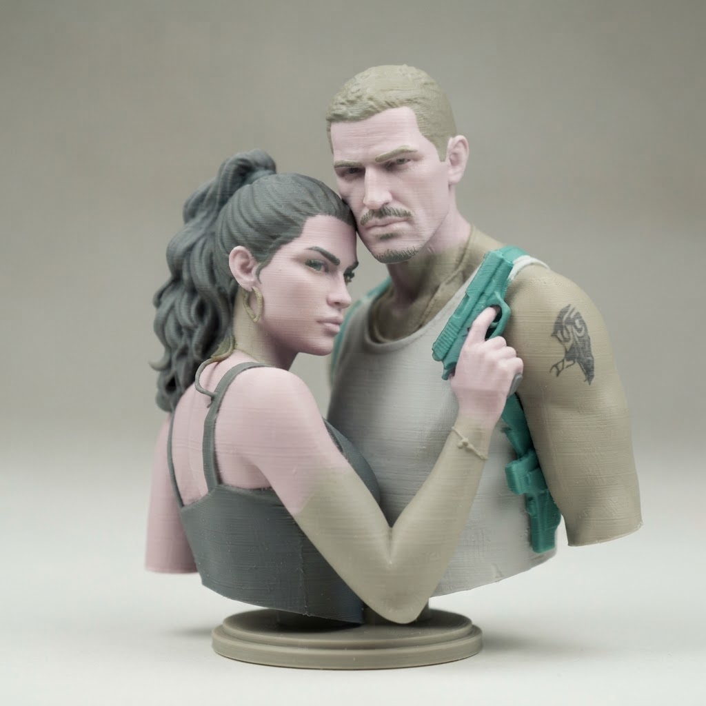 Couple Embrace Bust free 3D printable STL