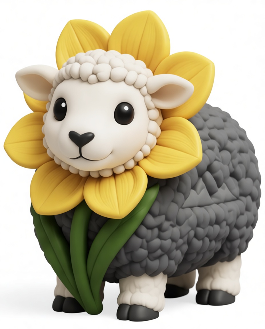 Sheep Sunflower Figurine free 3D printable STL