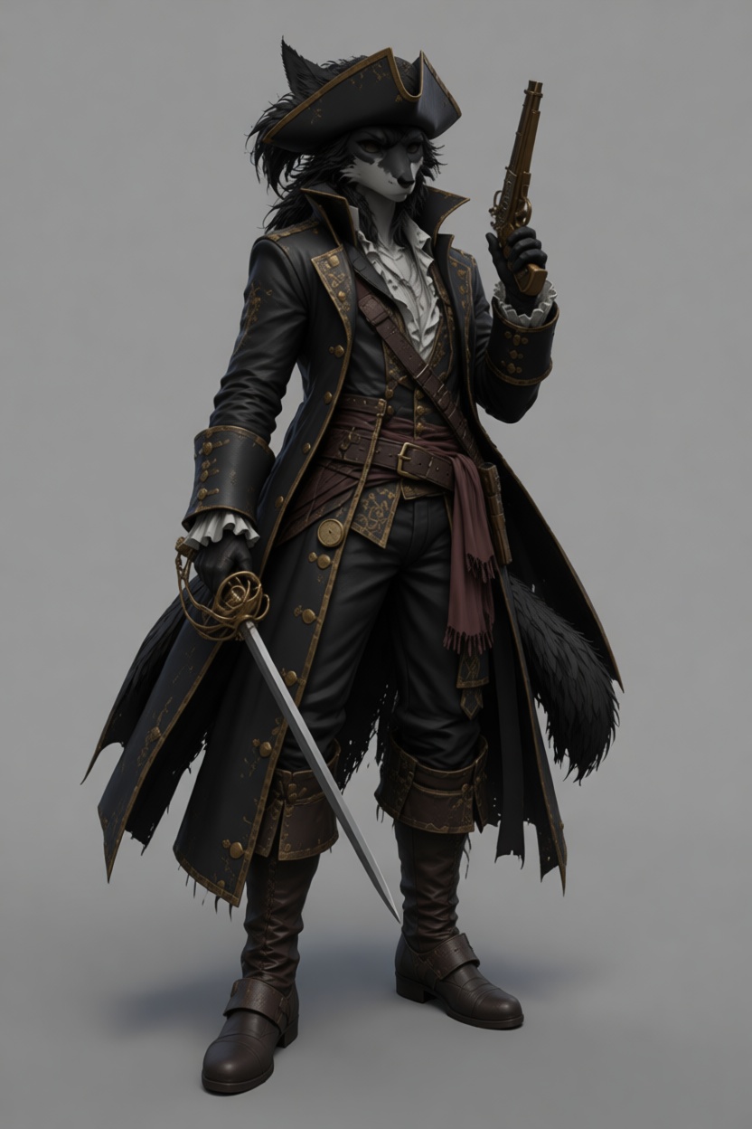 Anthro Fox Pirate Figurine free 3D printable STL