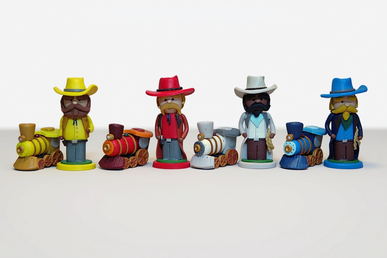 Cowboy and Train Miniatures free 3D printable STL