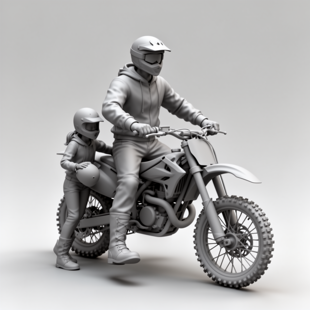 Father Daughter Motocross Figurine free 3D printable STL