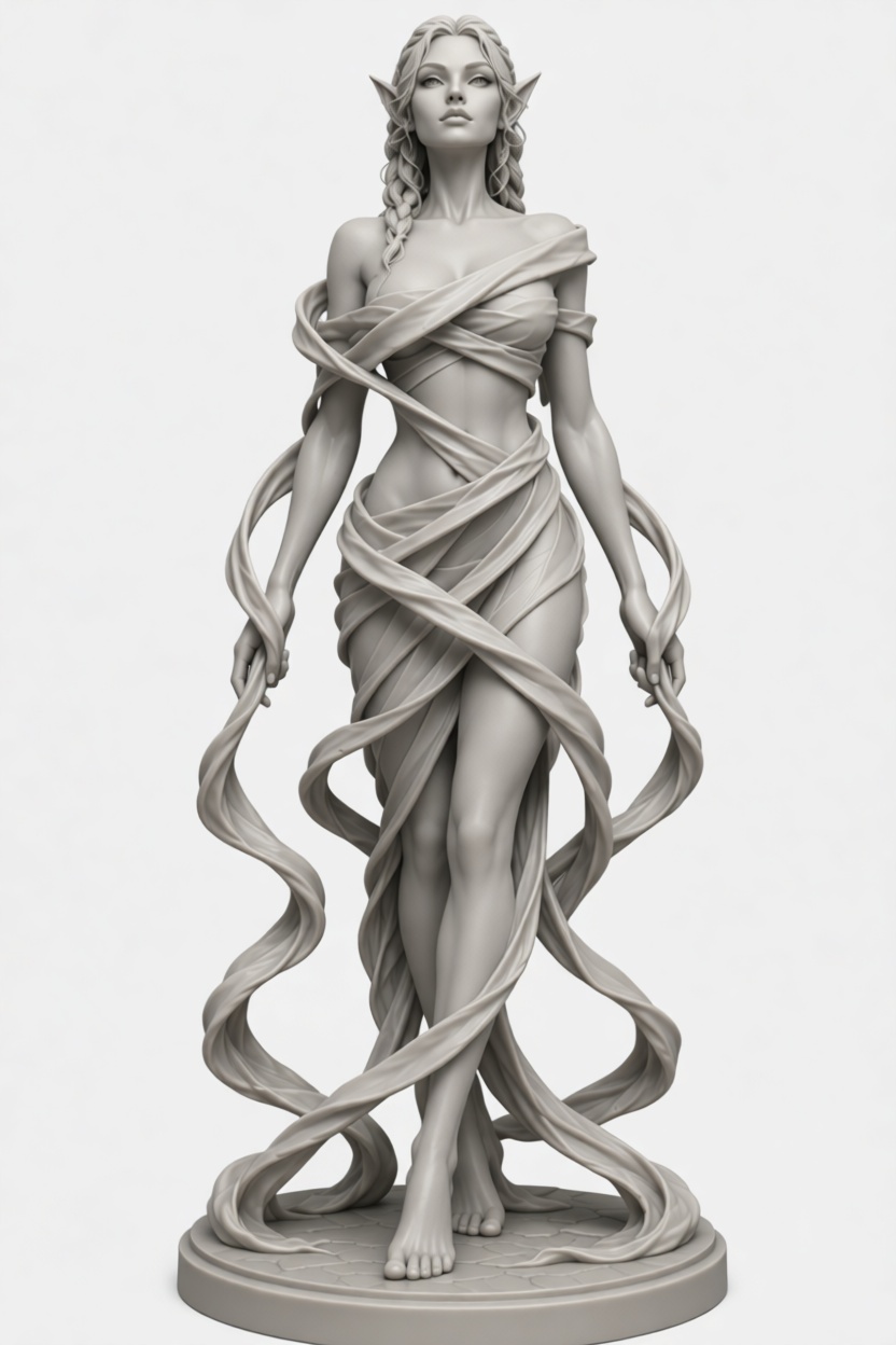 Elf Woman Figurine free 3D printable STL