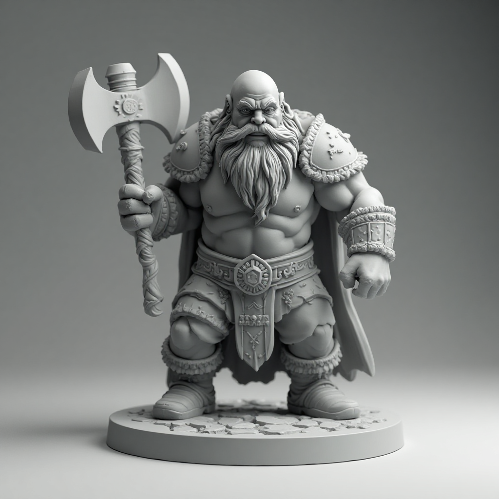 Dwarf Barbarian Figurine free 3D printable STL