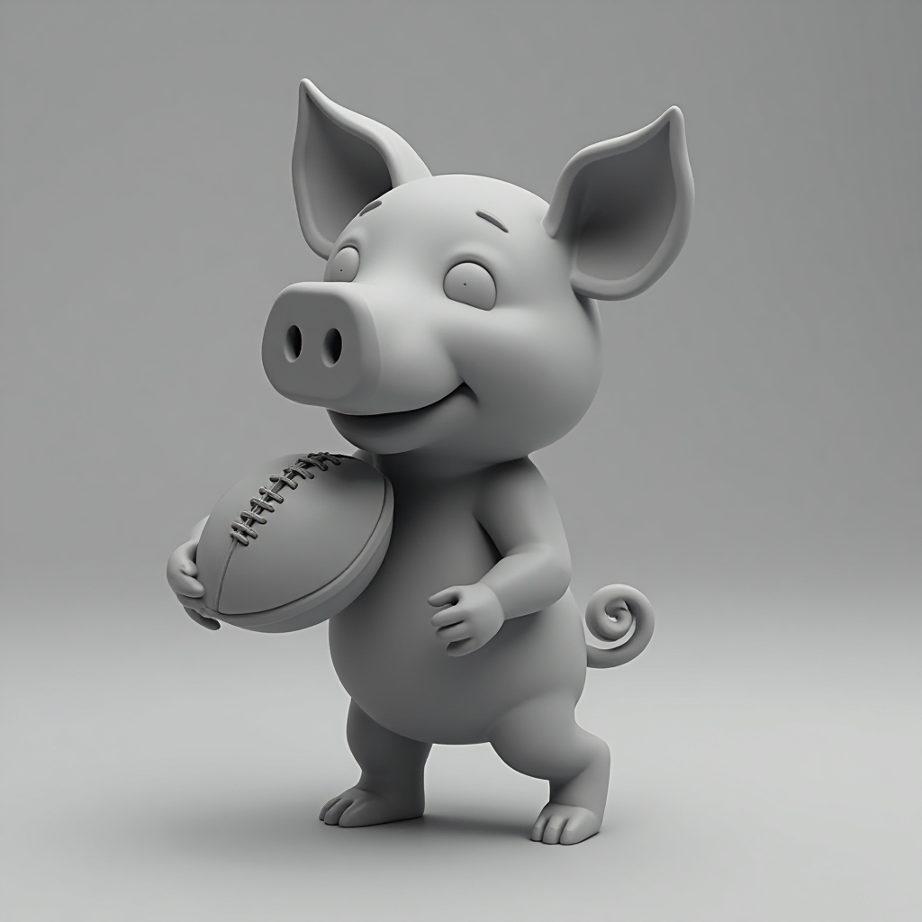 Pig Carrying Football Figurine free 3D printable STL