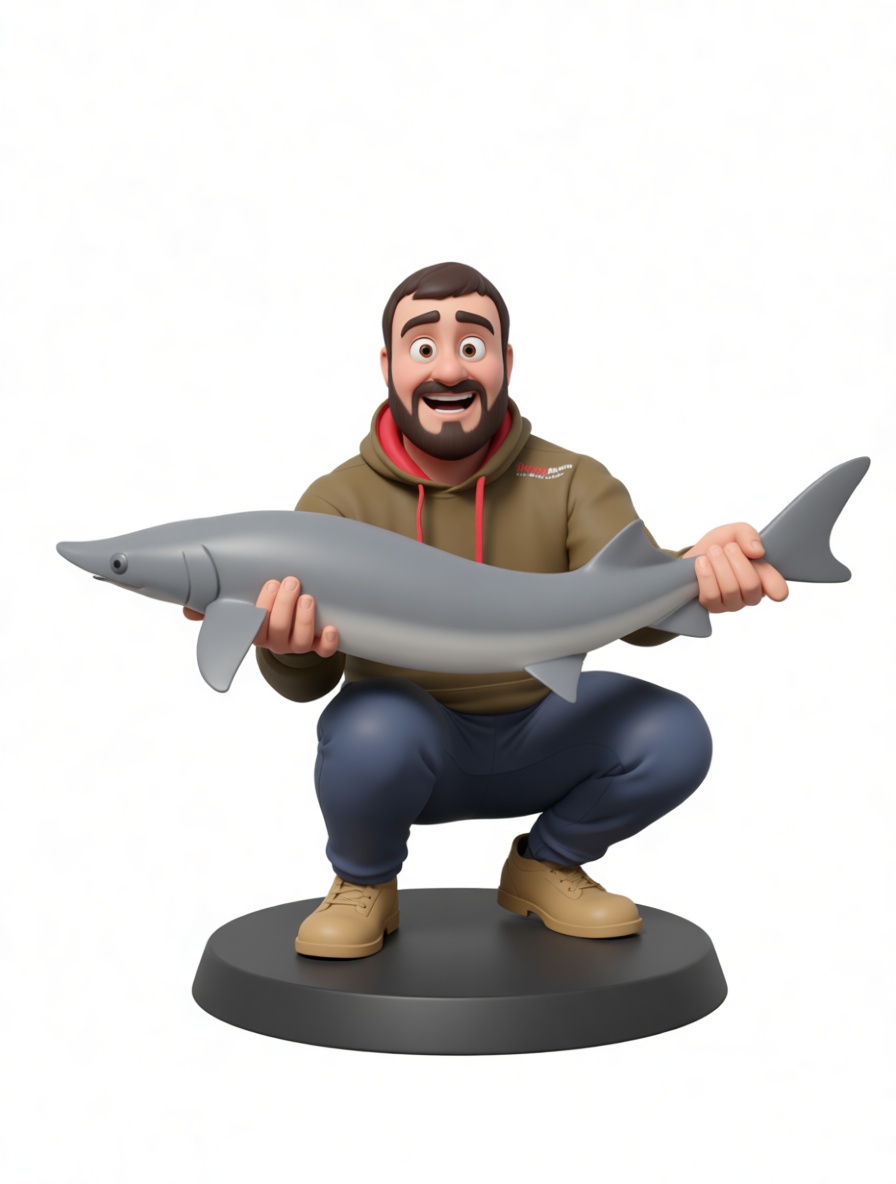 Fisherman Holding Sturgeon Figurine free 3D printable STL
