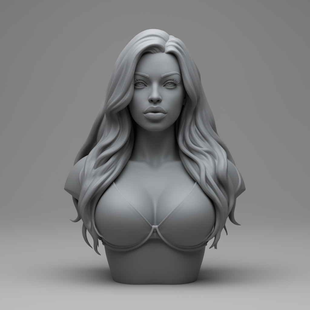 Lady Long Hair Bust free 3D printable STL