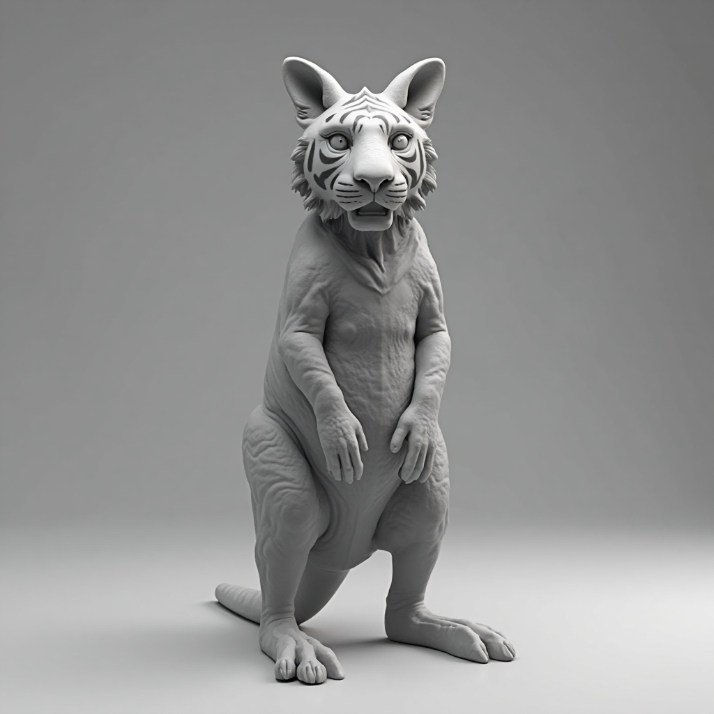 Tiger Head Kangaroo Figurine free 3D printable STL