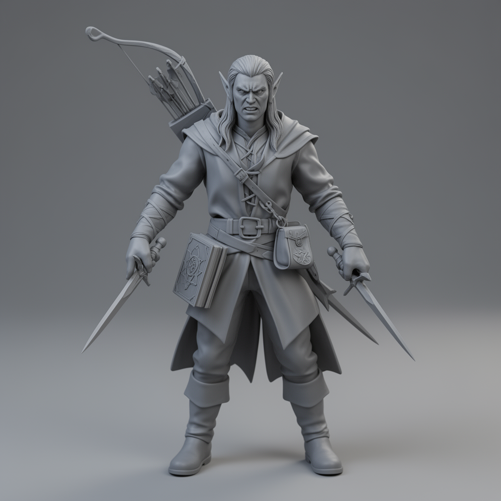 AD&D Half-Elf Rogue Figurine free 3D printable STL