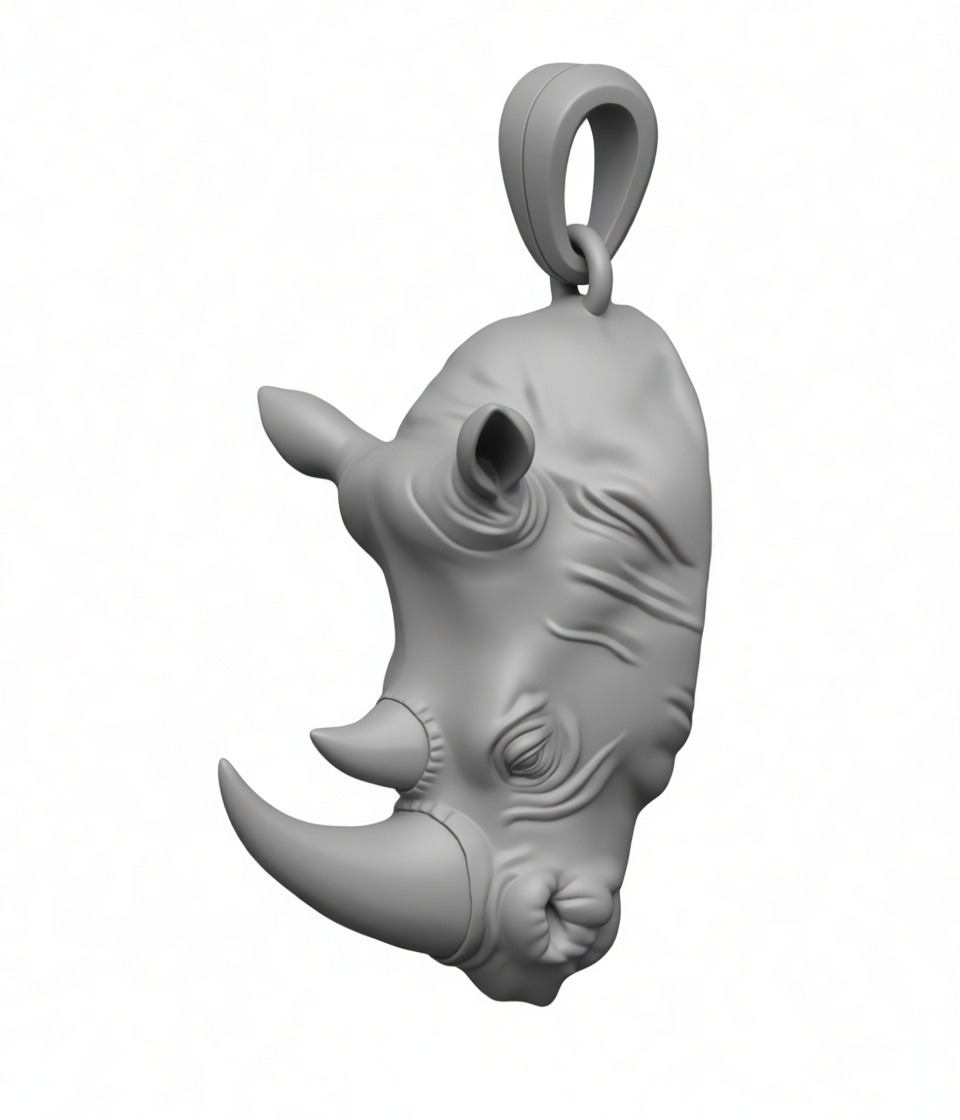 Rhinoceros Head Pendant free 3D printable STL