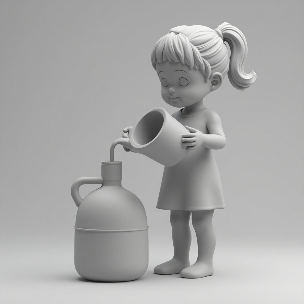 Girl Pouring Water Figurine free 3D printable STL