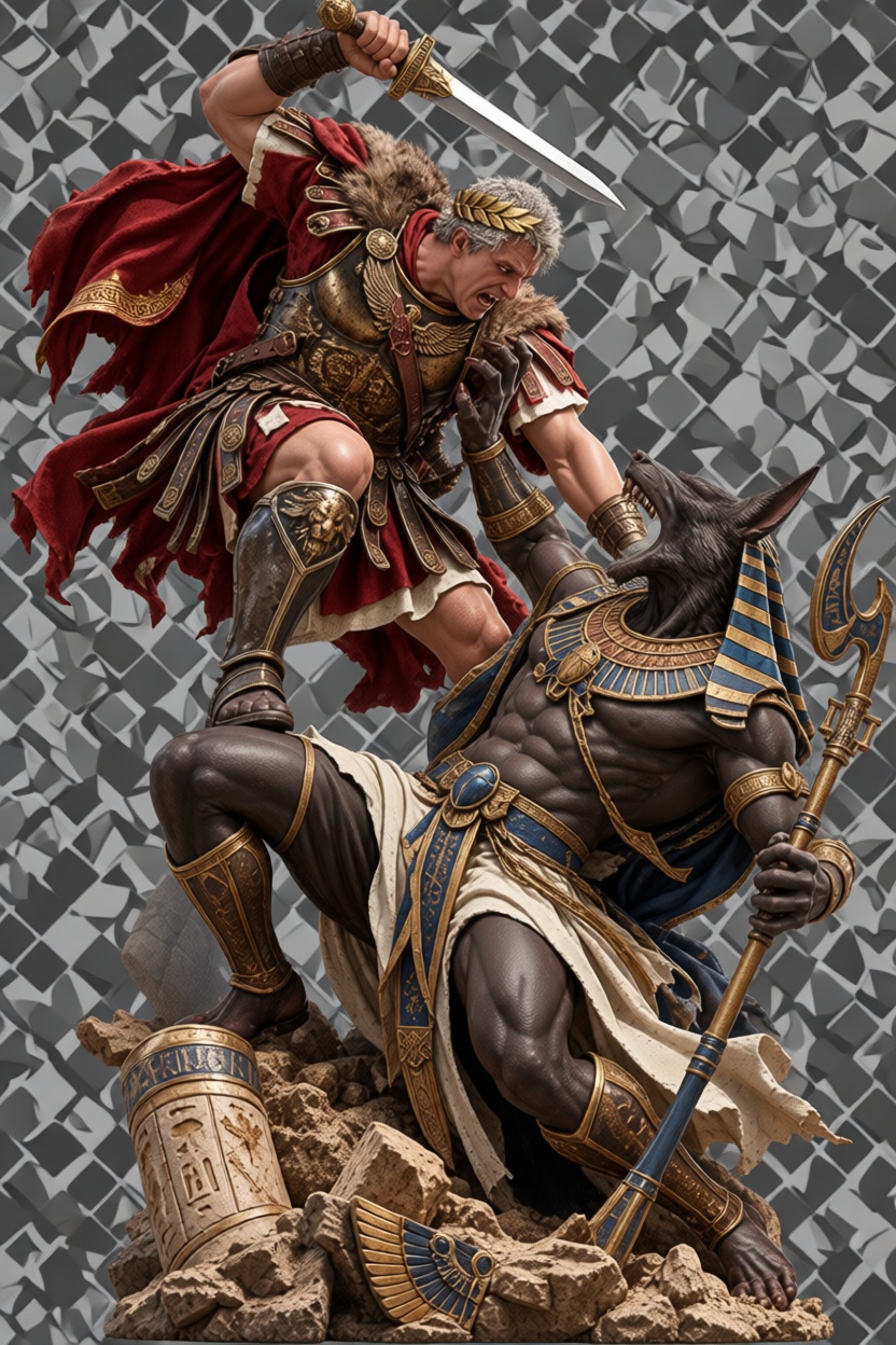 Roman Soldier vs Anubis Statue free 3D printable STL