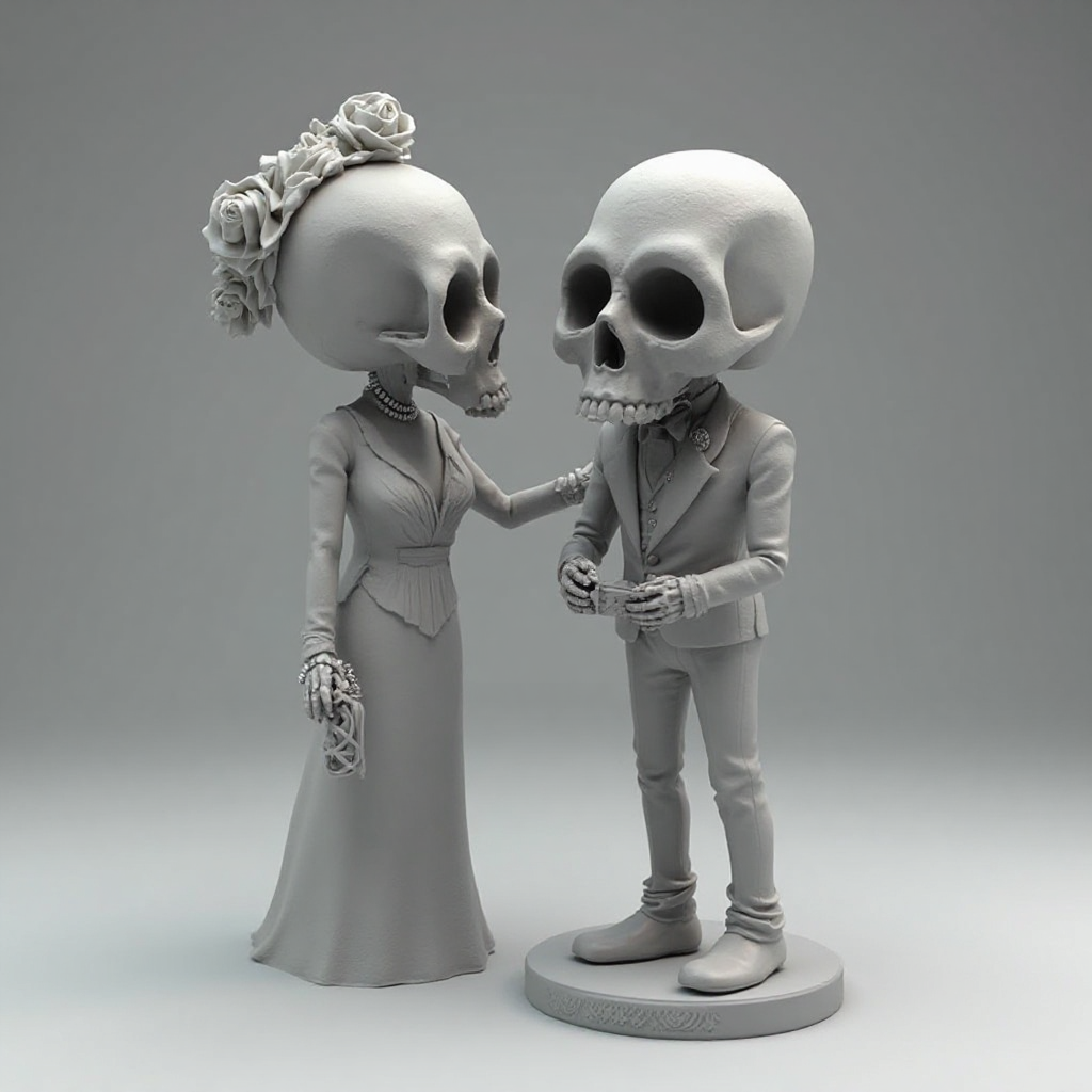 Classy Wedding Skulls Figurine free 3D printable STL