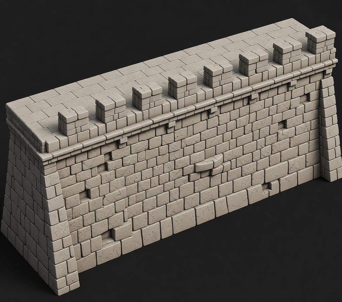 Medieval Castle Wall Section free 3D printable STL