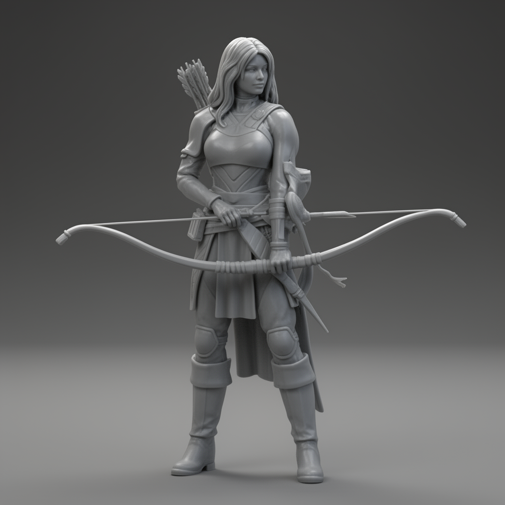 Female Archer Figurine free 3D printable STL
