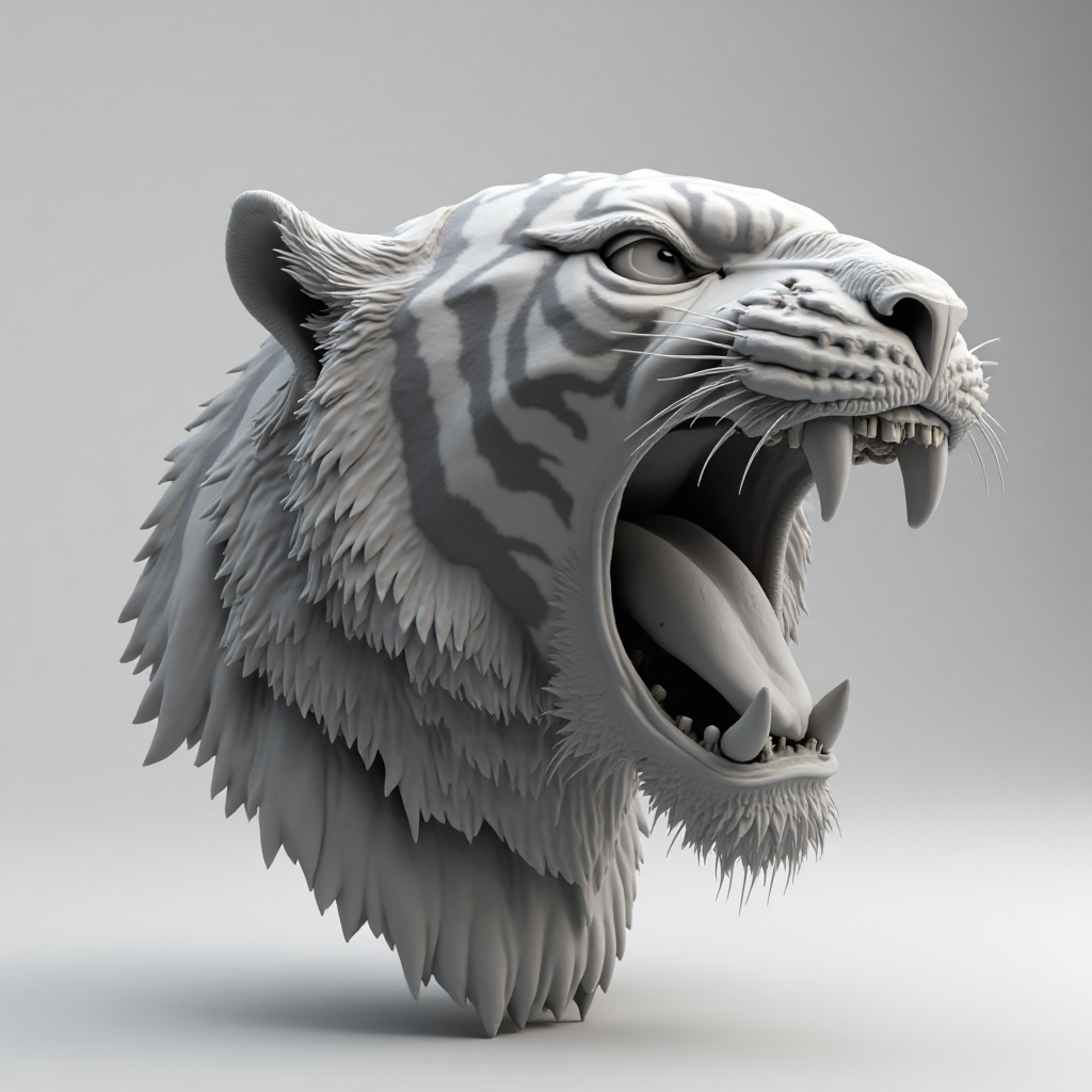 Bengal Tiger Head Bust free 3D printable STL