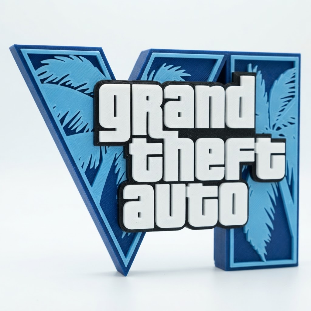 Grand Theft Auto V Logo free 3D printable STL